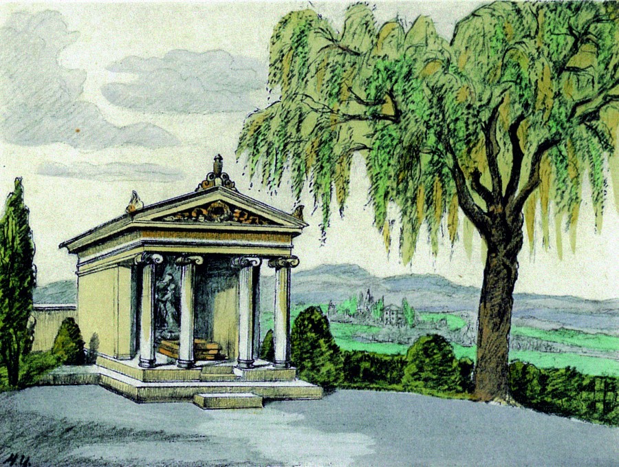 Aquarell der Grabstätte Mays