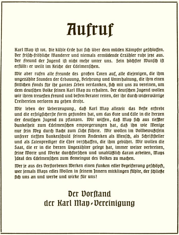 Aufruf Karl-May-Vereinigung