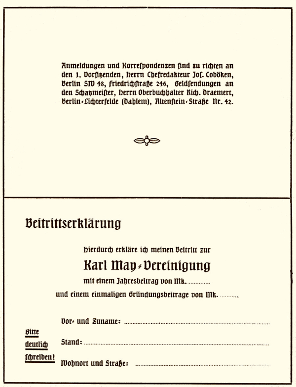 Beitrittserklärung – Karl-May-Vereinigung