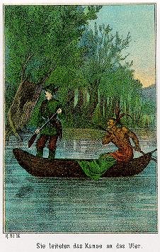 Sie leiteten das Kanoe an das Ufer.